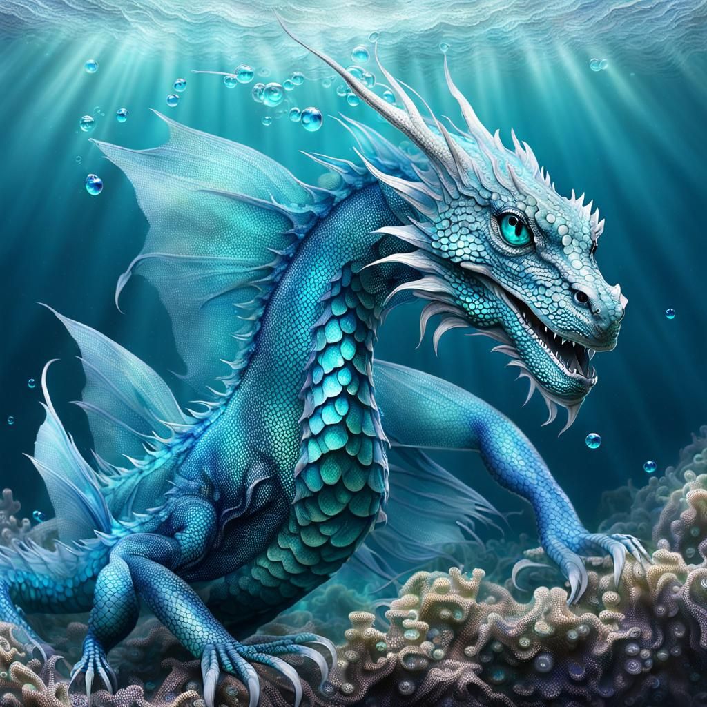 Turquoise Water Dragon in Greg Rutkowski Style