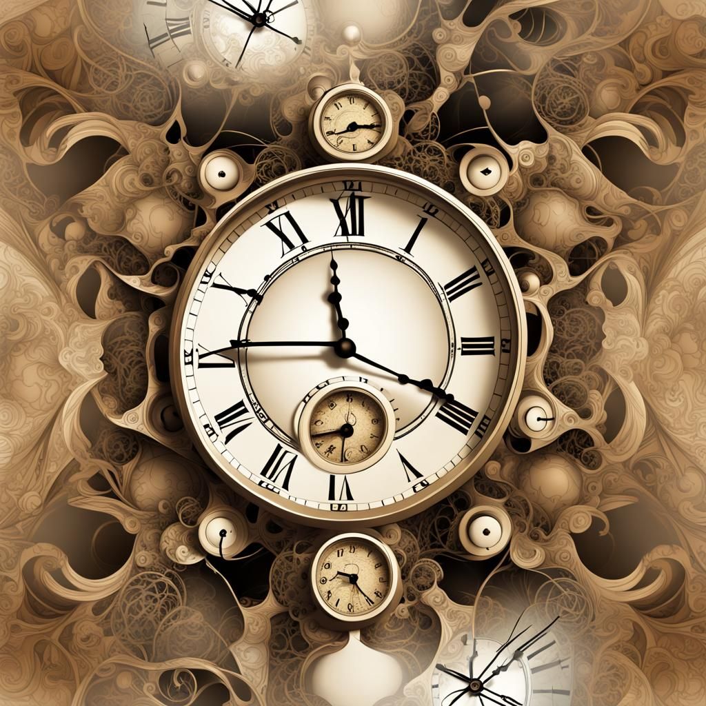 Abstract Time Passage with Hourglasses and Clocks