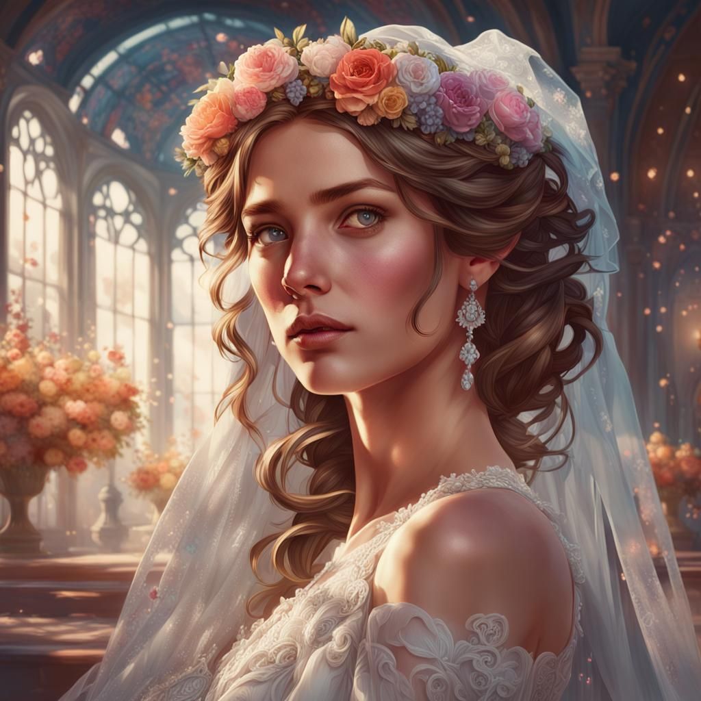 Runaway Bride Portrait in Art Nouveau Style