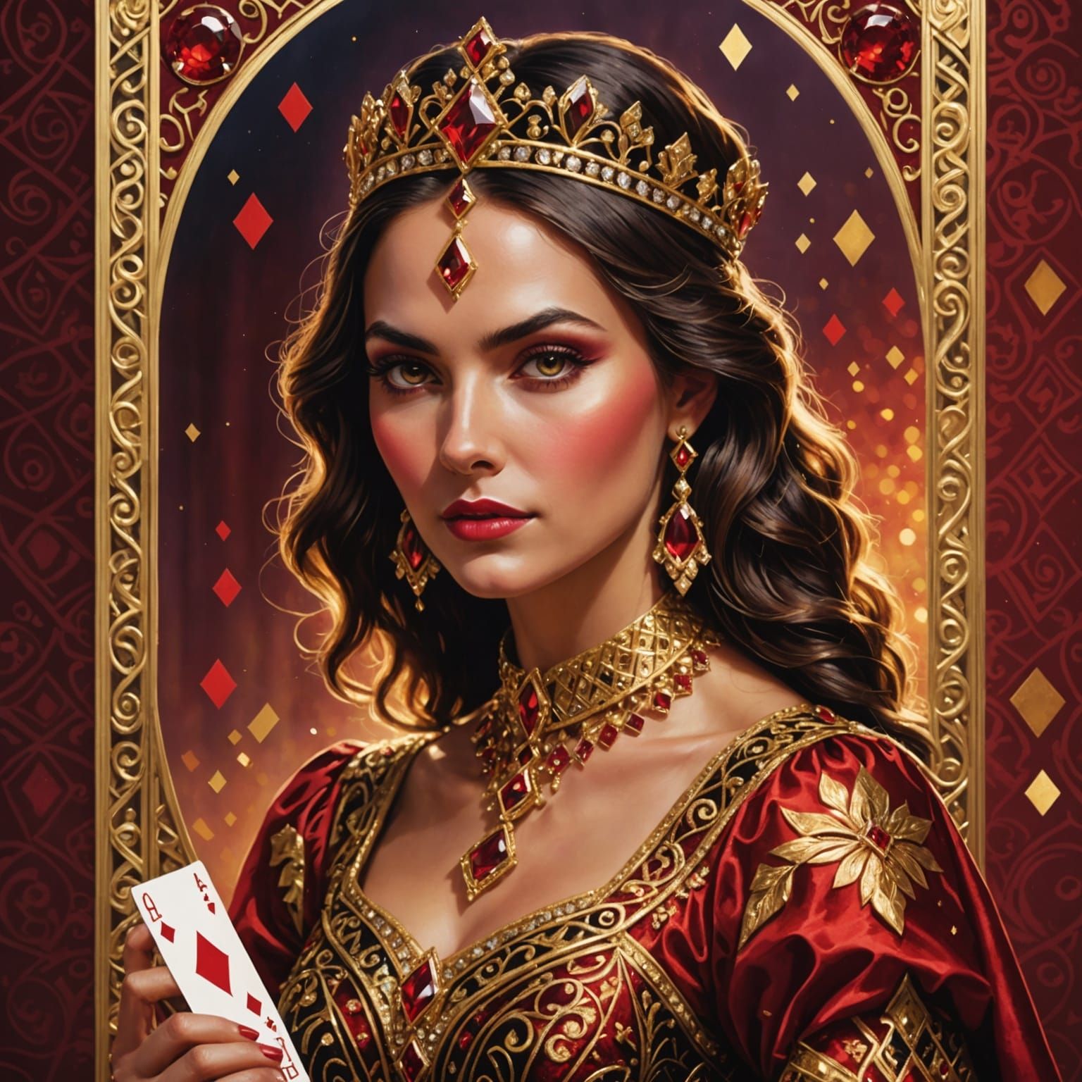 Queen of Diamonds Emerges from Card