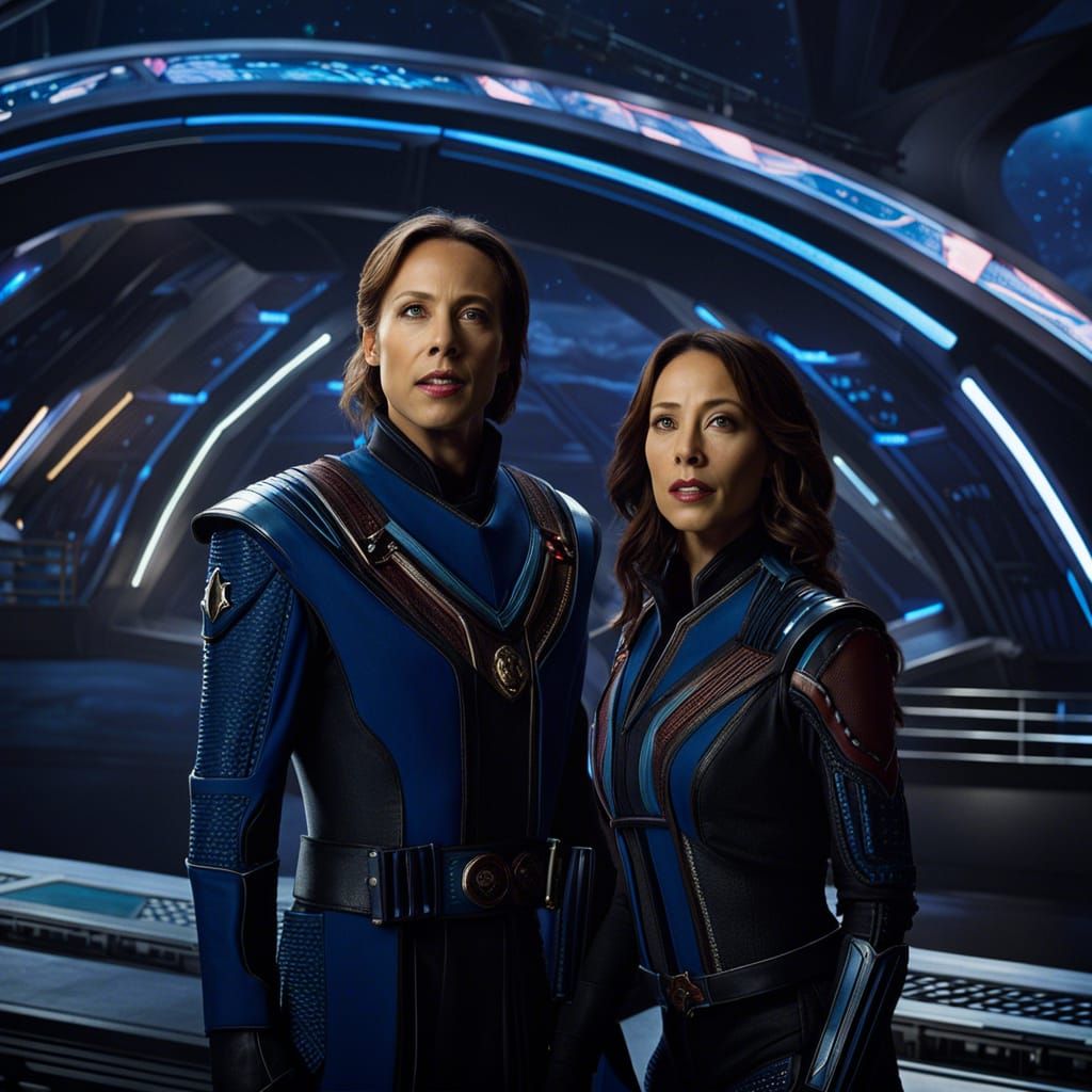 Lexa Doig and Kevin Sorbo in Andromeda Uniforms