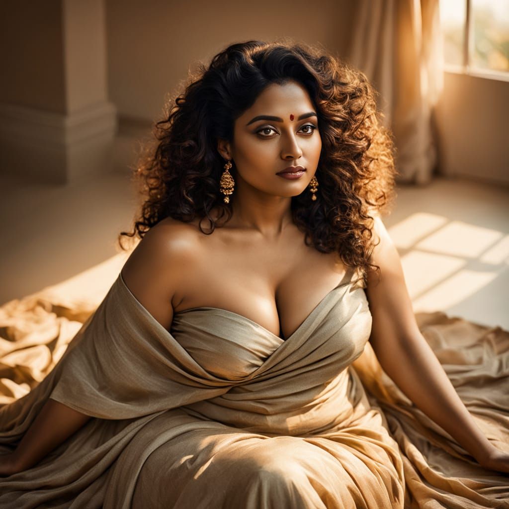 Curvy Indian Woman Portrait in Romantic Photography Style