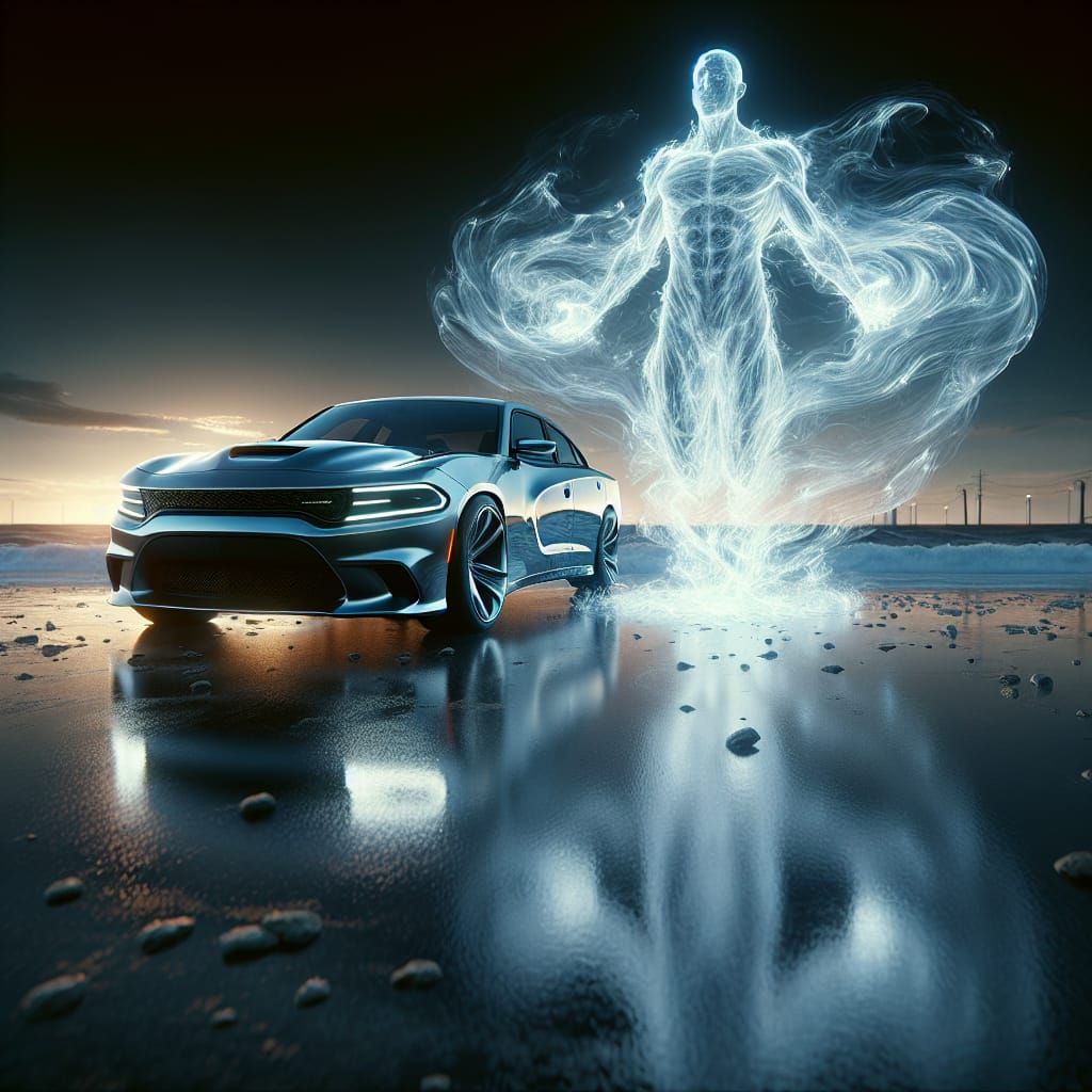 Futuristic Dodge Charger with Ghost in Magazine Photo