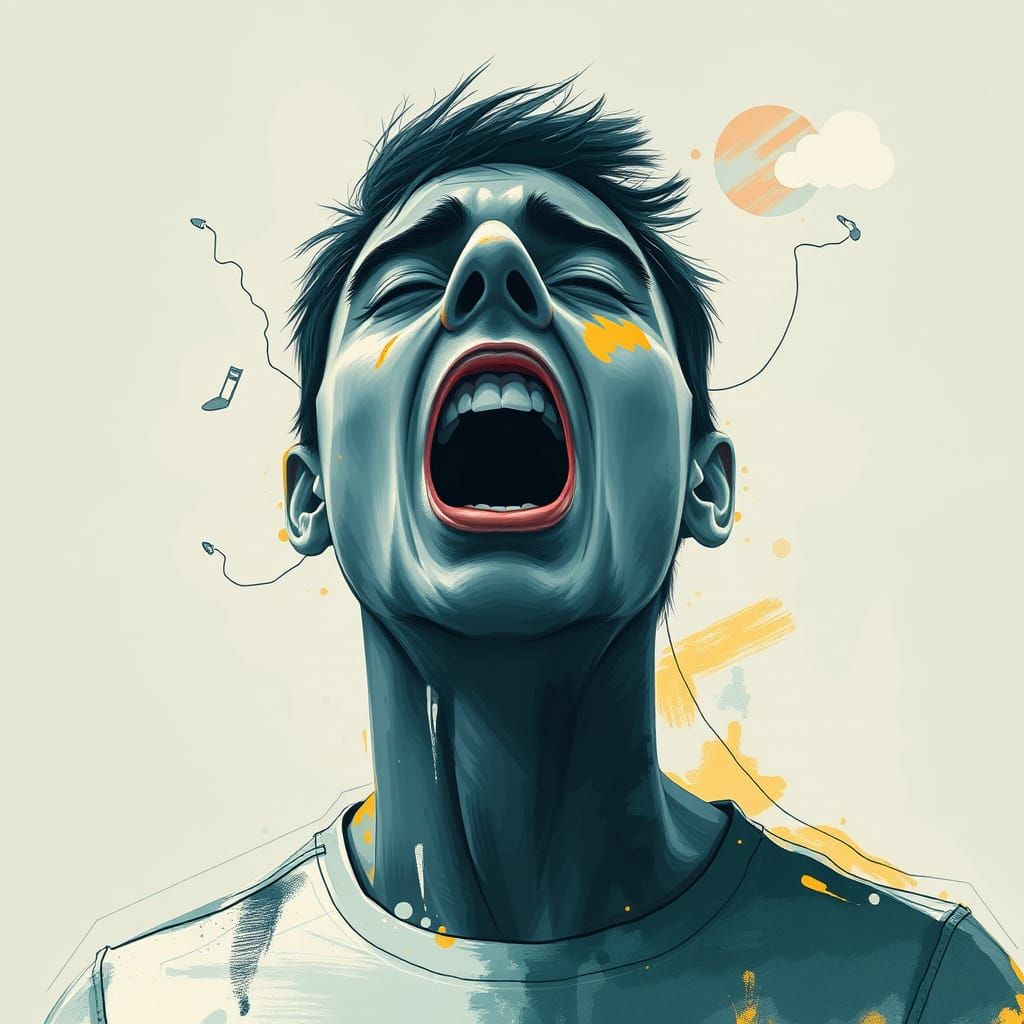 Abstract Art Depicting Loss of Voice and Struggle