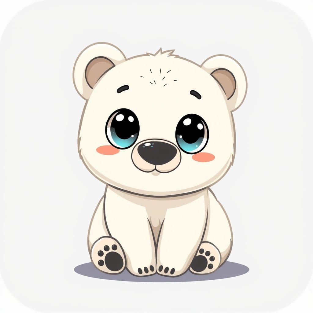 Cute Polar Bear Cub in Chibi Art Style