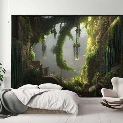 Magical Bedroom with Hanging Plants