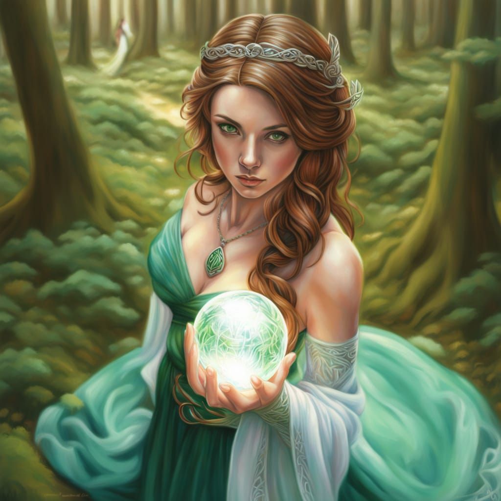 Mystical Celtic Goddess in Enchanted Forest