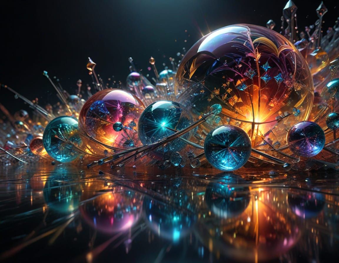 Vibrant Crystalline Landscape with Fractal Elegance