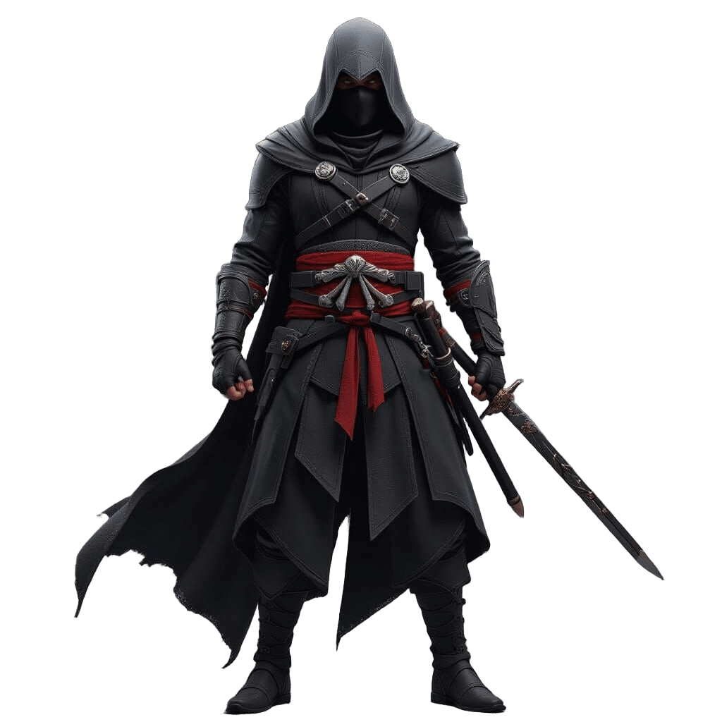 Black Ninja Assassin Concept Art in 2D Style