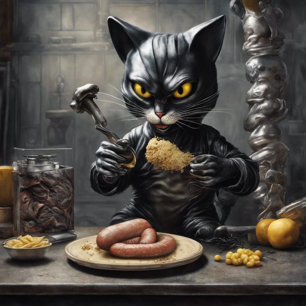 Menacing Sylvester Grinds Tweety in Hyperrealistic Style