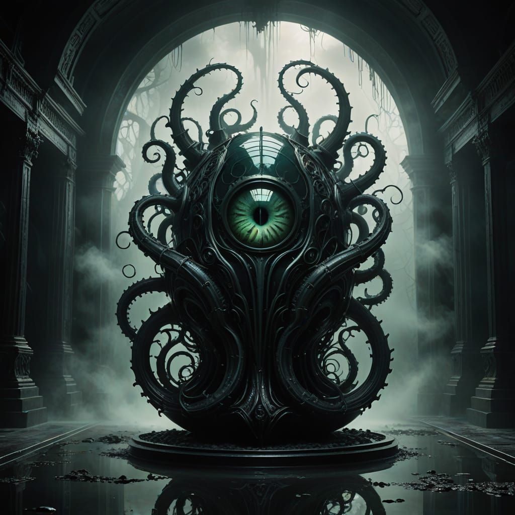 Dark Fantasy Crystal Vessel Erupts in Biomechanical Fury