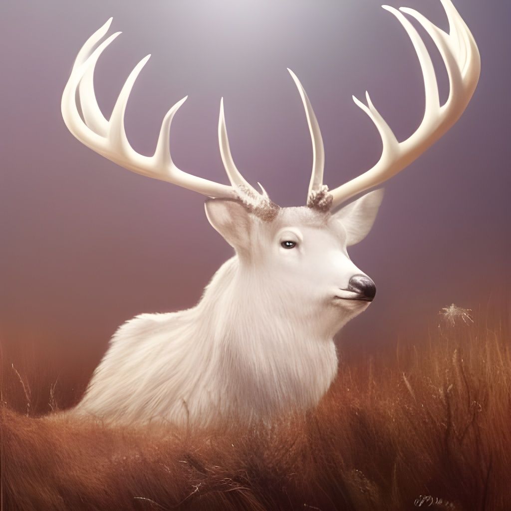 White Stag: King of the Forest in Oil Painting
