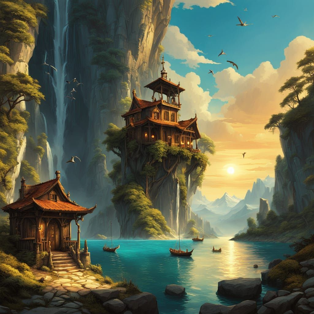 Surreal Pocket Watch Reveals Miniature World with Golden Sun...