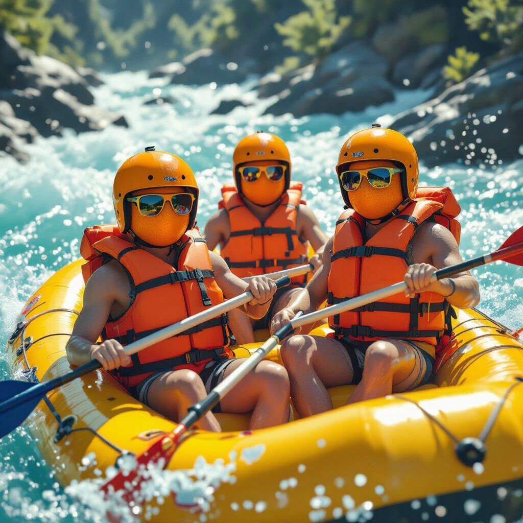 Oranges White Water Rafting: Digital Art