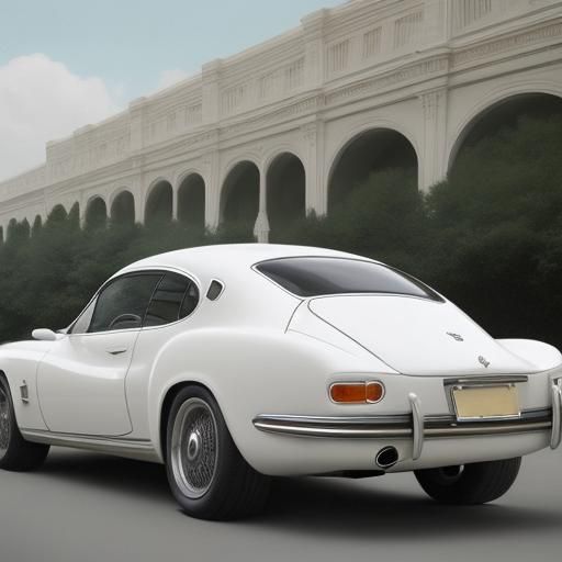 White Retro Luxury Car with Art Deco Design