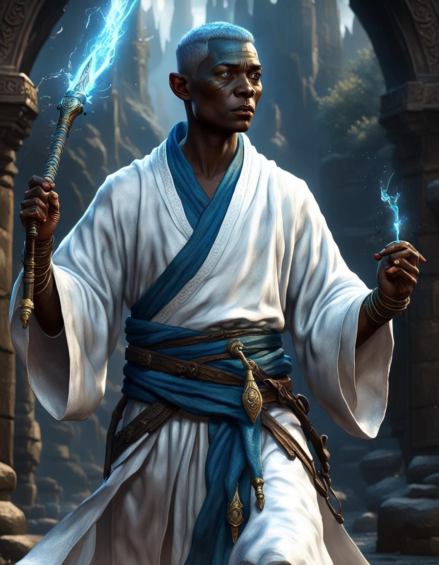 Dark Elf Monk in Detailed Dark Fantasy Style