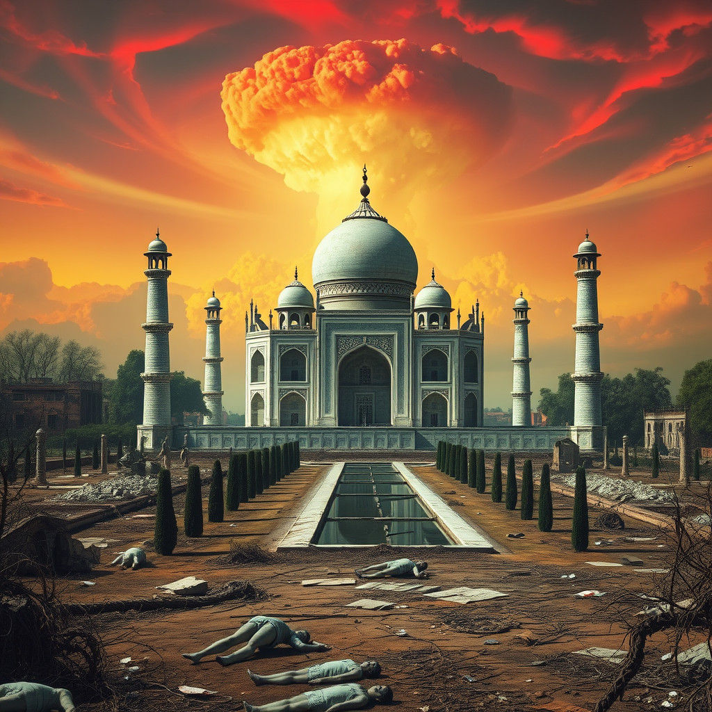 Post-Apocalyptic Taj Mahal Ruins in Wasteland