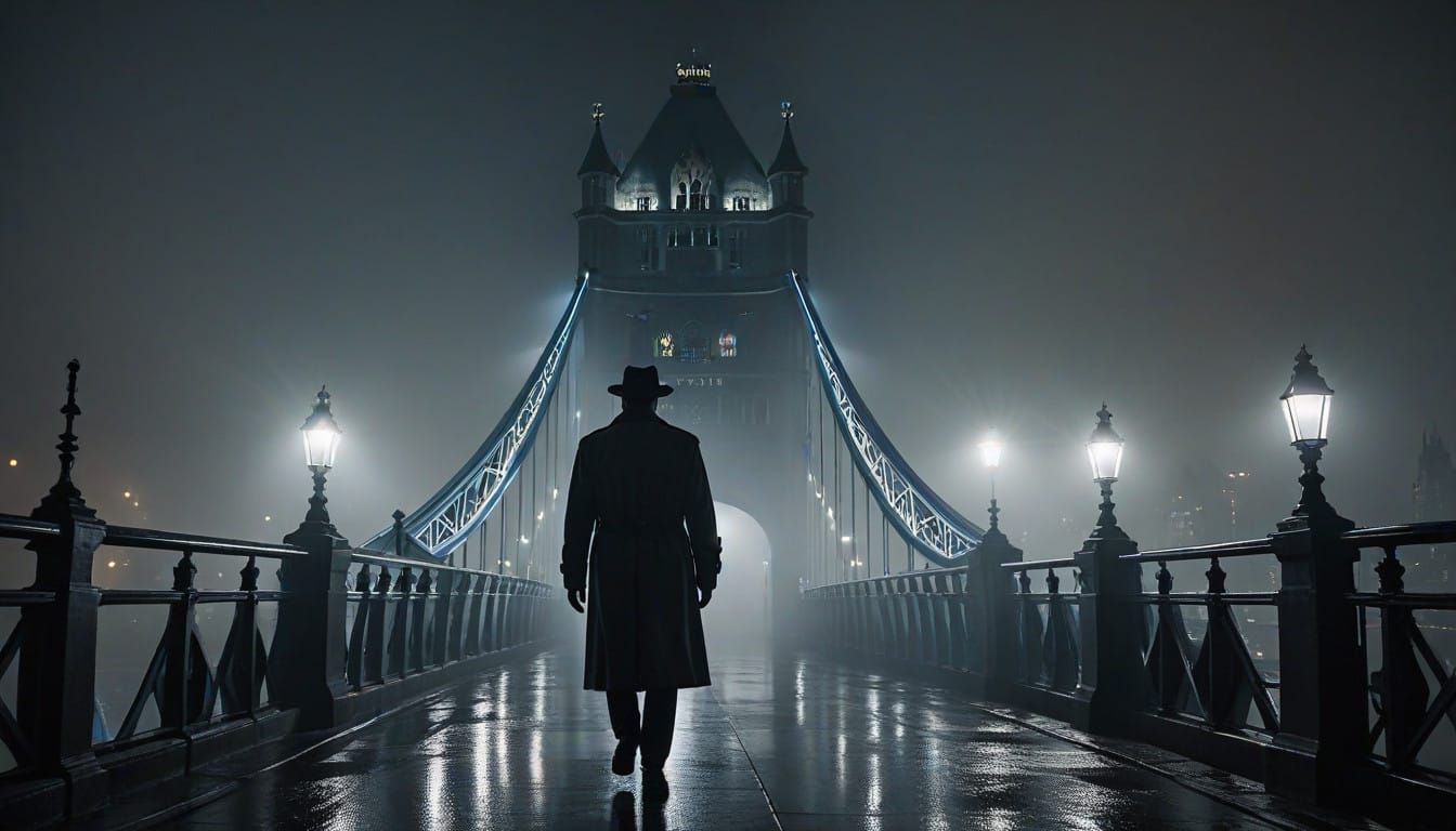Moody Silhouette on Tower Bridge at Midnight