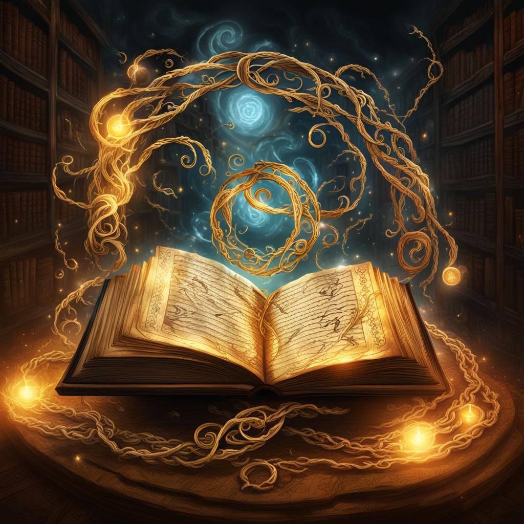 Floating Ancient Spell Tome with Magical Glow