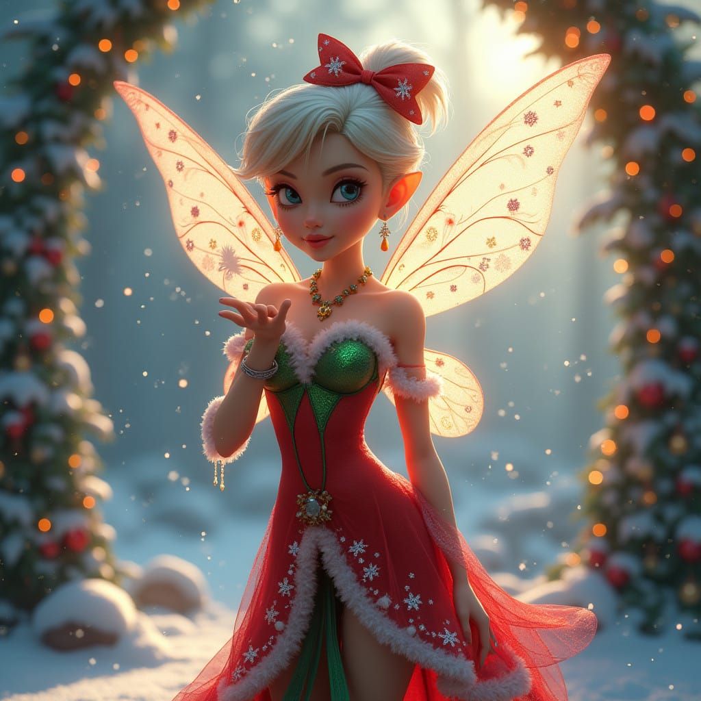 Sultry Fairy in Snowy, Neon-Lit Wonderlands of Whimsy and Ma...