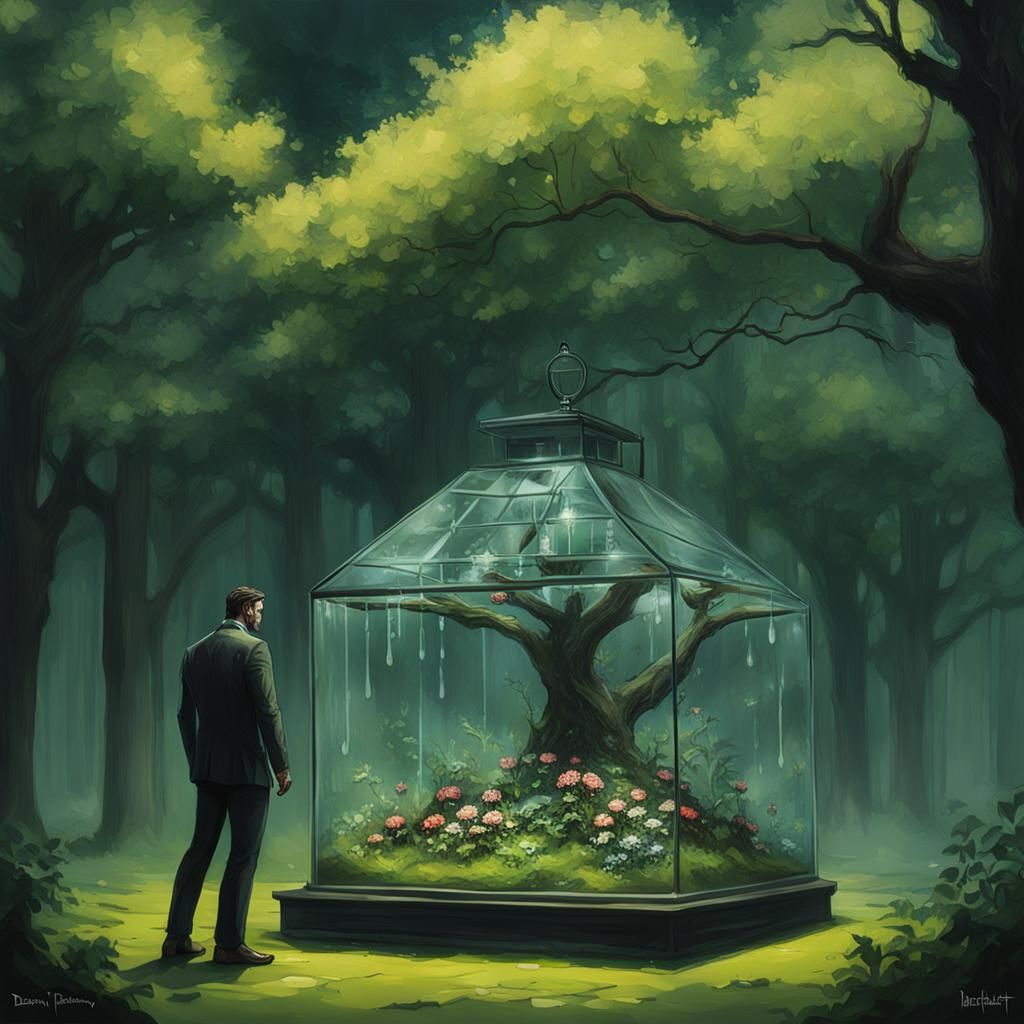 Terrarium Scene with Sinister Undertones by Rutkowski