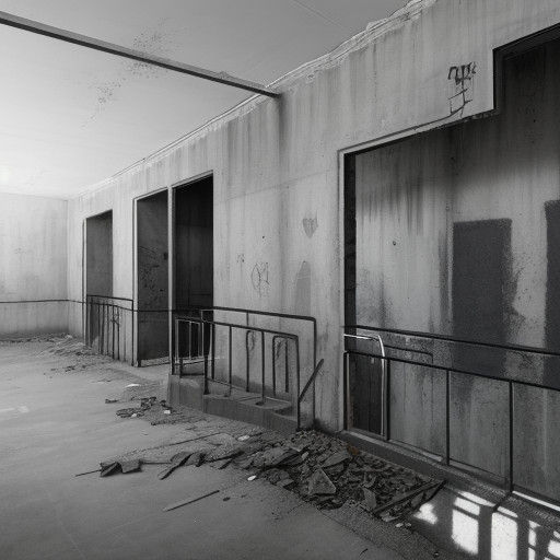 Abandoned Apartment Building in Moody Black and White Urban...