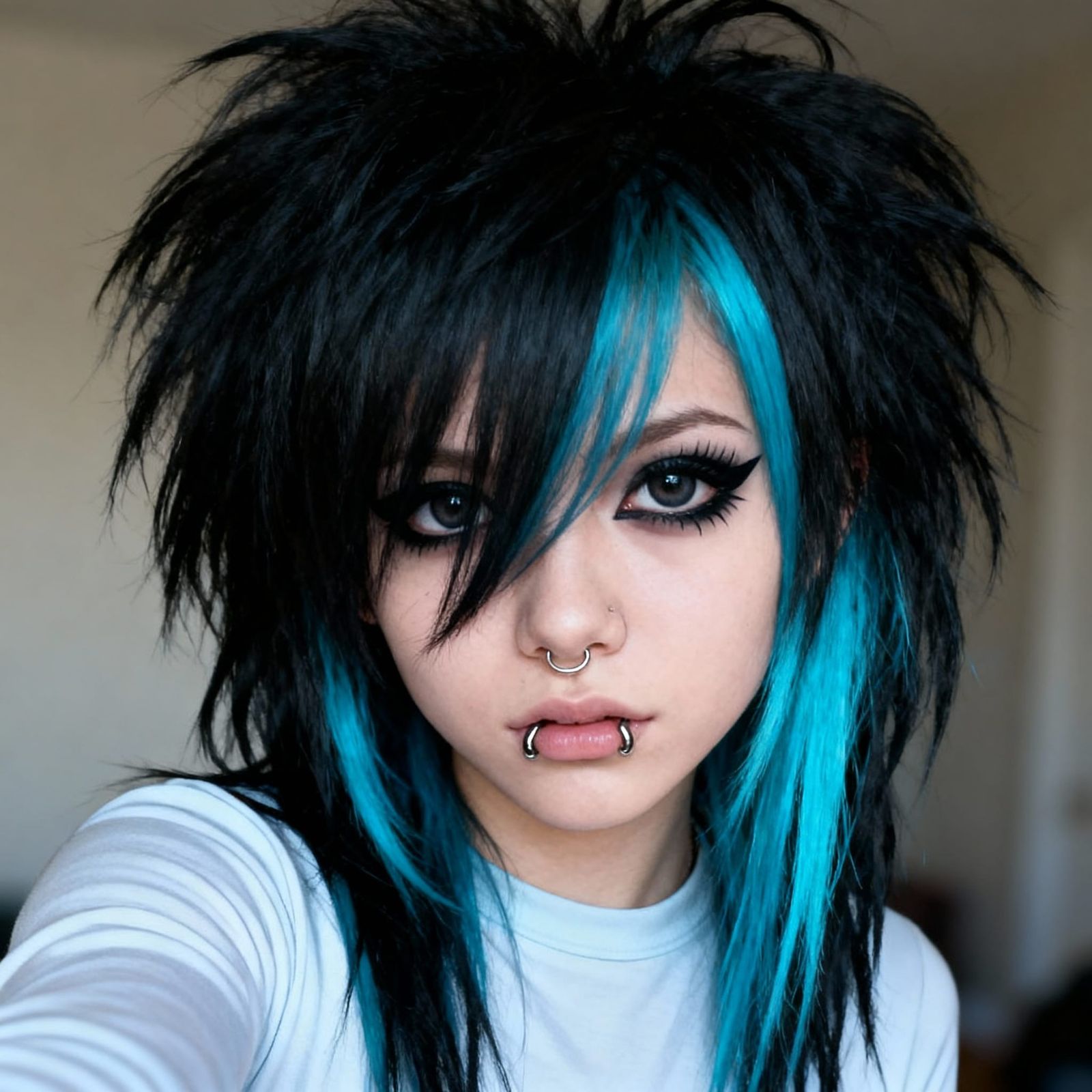 Scene Style Portrait with Blue Streaks and Snake Bites