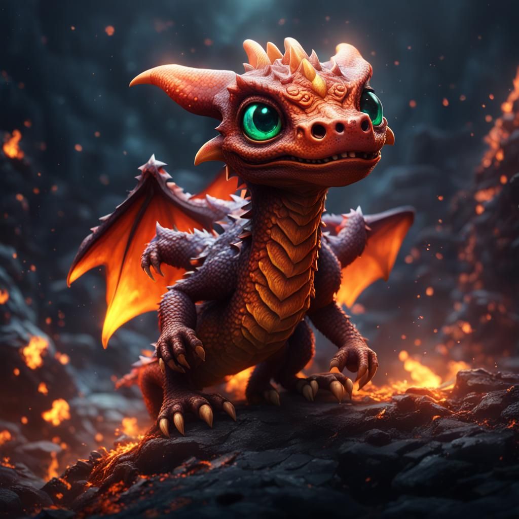Cute Fire Dragon in the Void