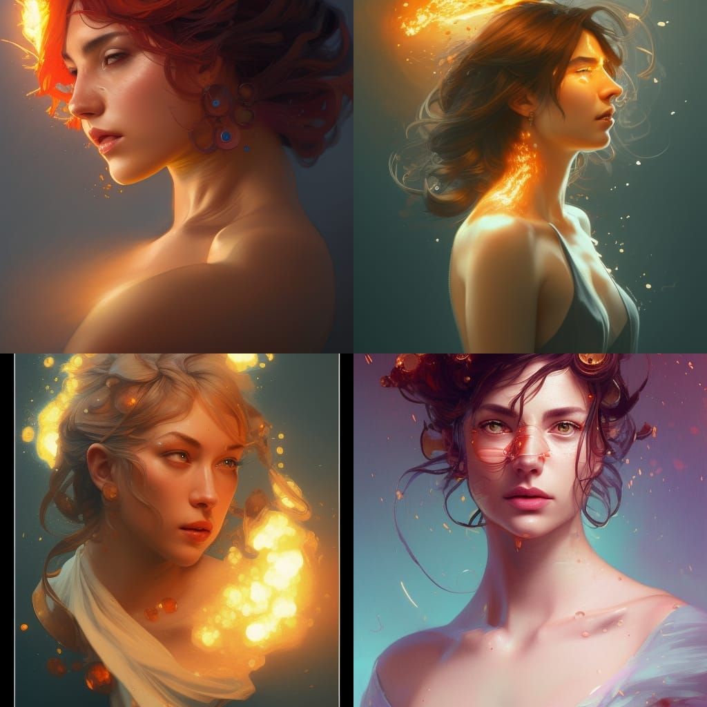 Fiery Goddess Portrait in Hyperdetailed Style