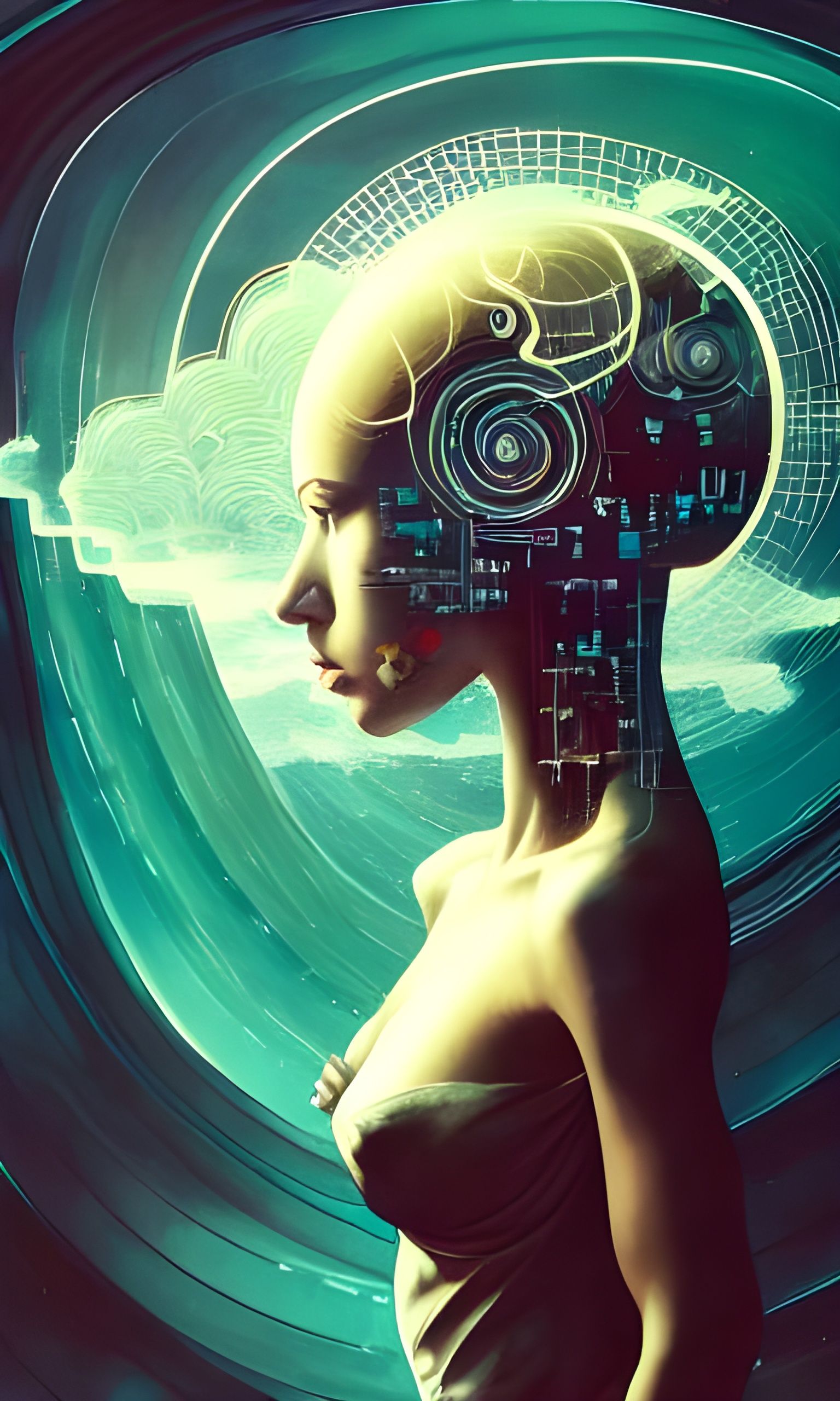 Hyperdetailed Cyber Girl Portrait in Renaissance Style