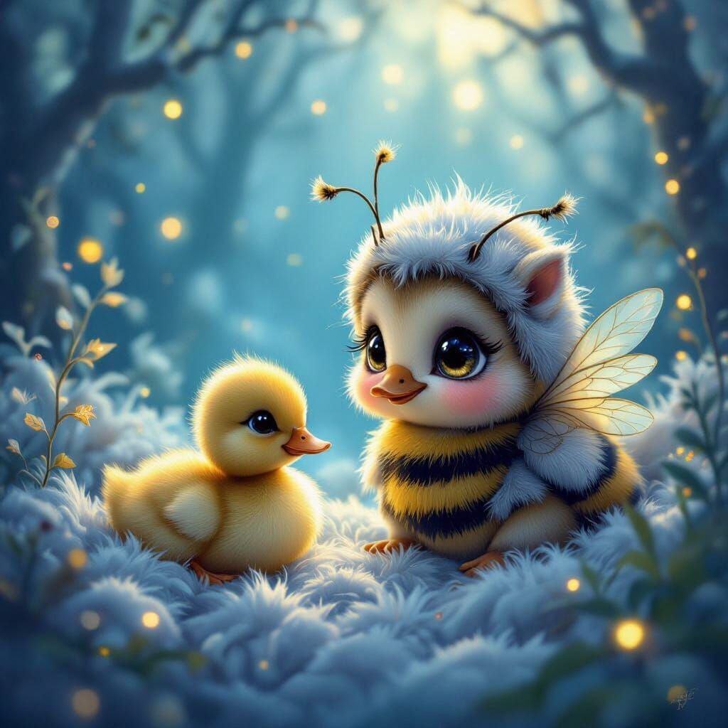 Baby Bee and Duckling in Magical Forest