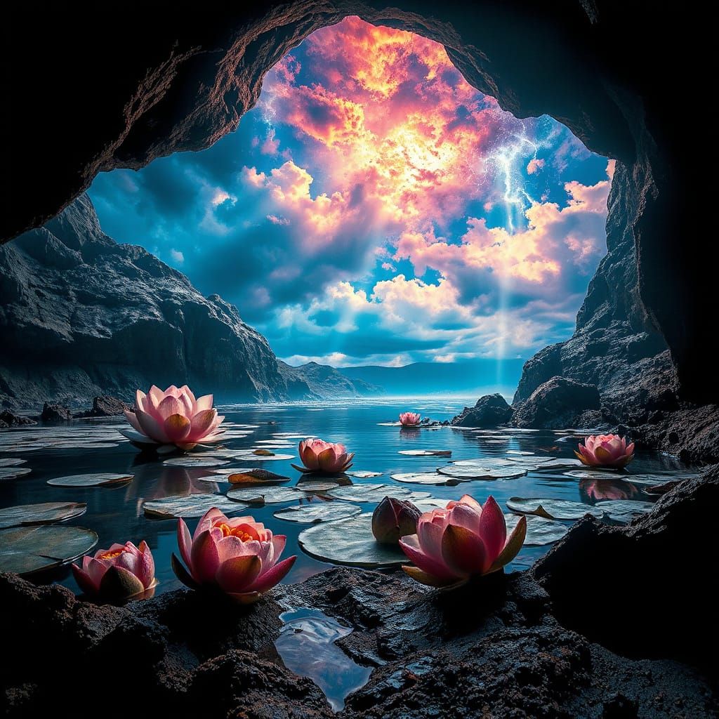 Surreal Dreamscape with Vibrant Colors and Textures