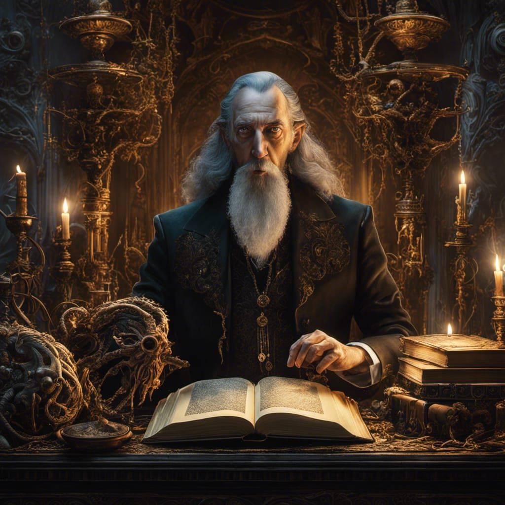 Eldritch Gothic Horror Scene in Tim Burton Style