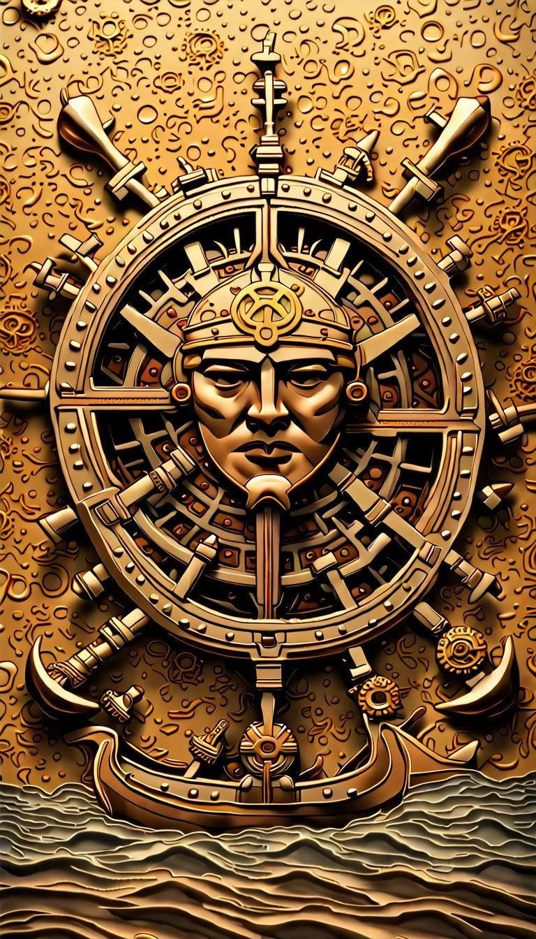 Molten Gold Vegvisir Symbols Over Viking Sea