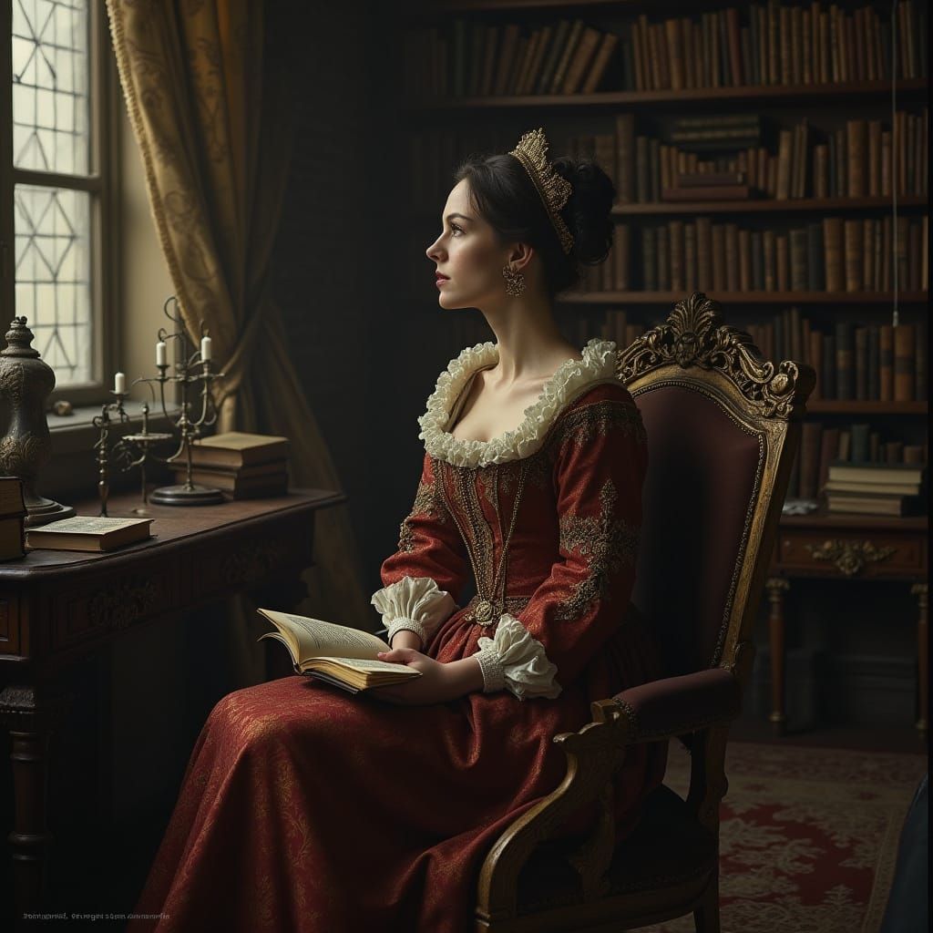 Elegant Lady in Mysterious Renaissance Chamber