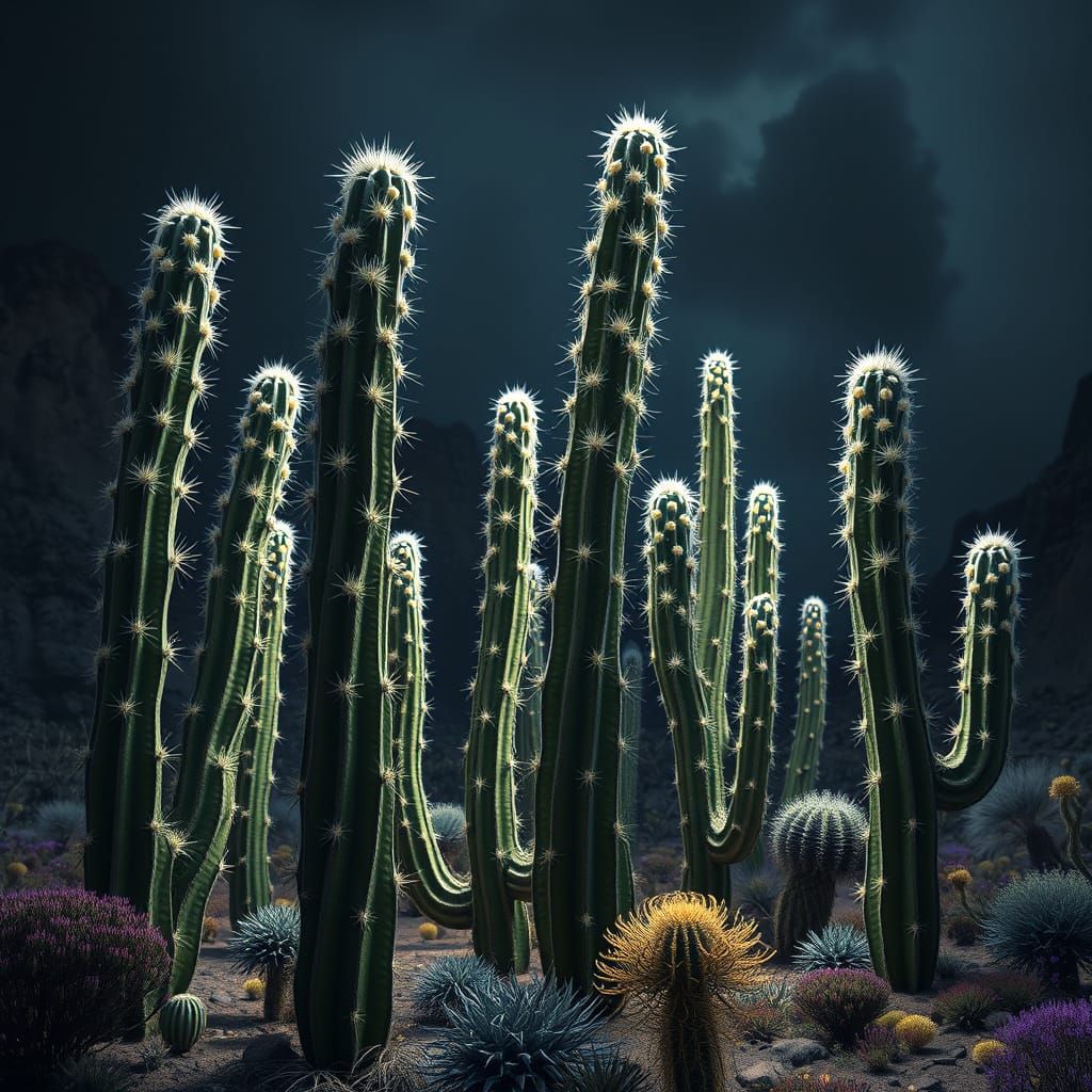 Fantasy Desert Cacti in Hyperdetailed Digital Art