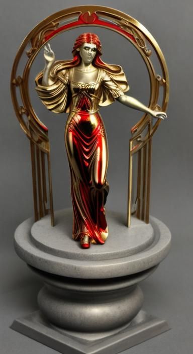 Art Nouveau Metallic Red Design