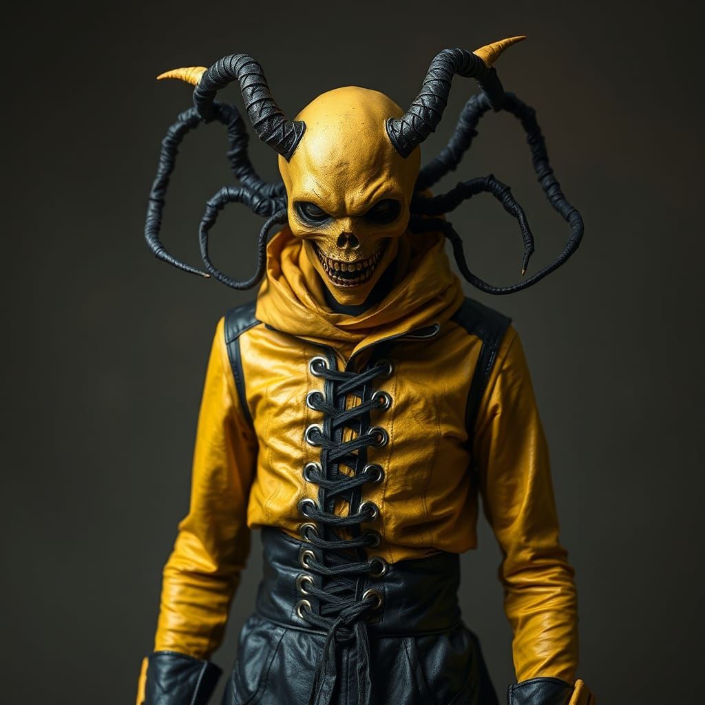 Creepy Faceless Entity in Black Leather