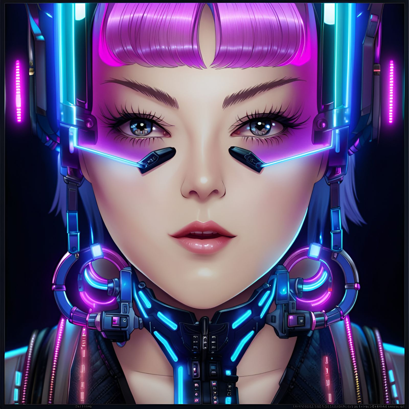 Cyberpunk Anime Portrait in Tactical Baroque Dress