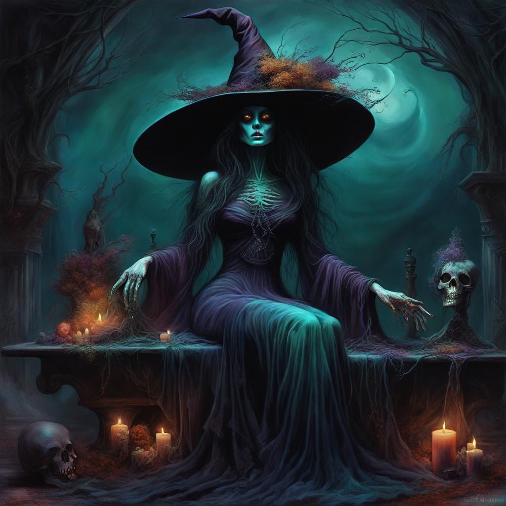 Eerie Witch in Dreamlike Surrealist Art