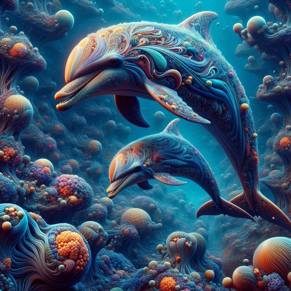 mama delfin y su bebe