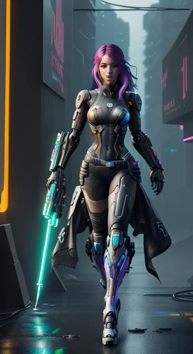 Anime Girl as Nintendo Switch in Cyberpunk Style