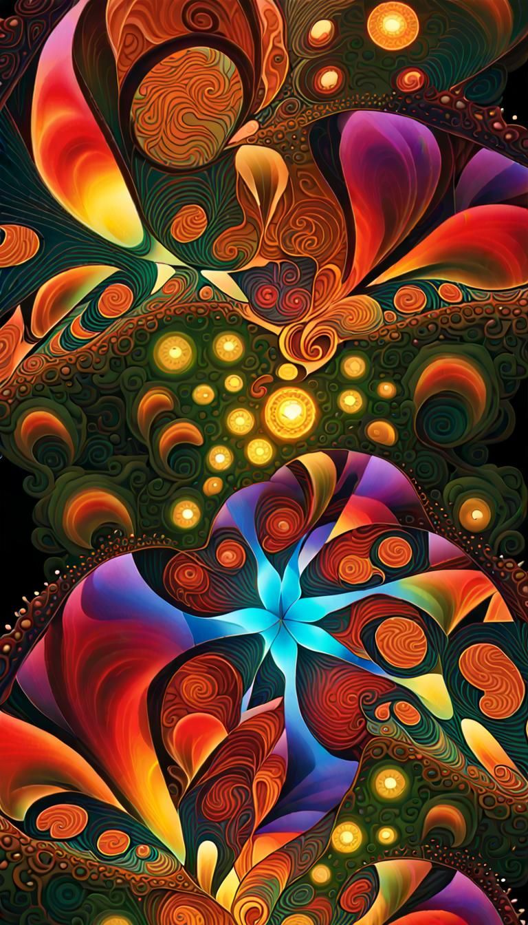 Psychedelic Fractal Art with 3D Effects and Lighting