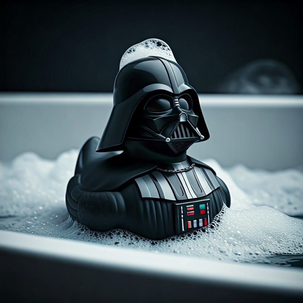 Surreal Darth Vader Rubber Duck in Hyper-Realistic Detail