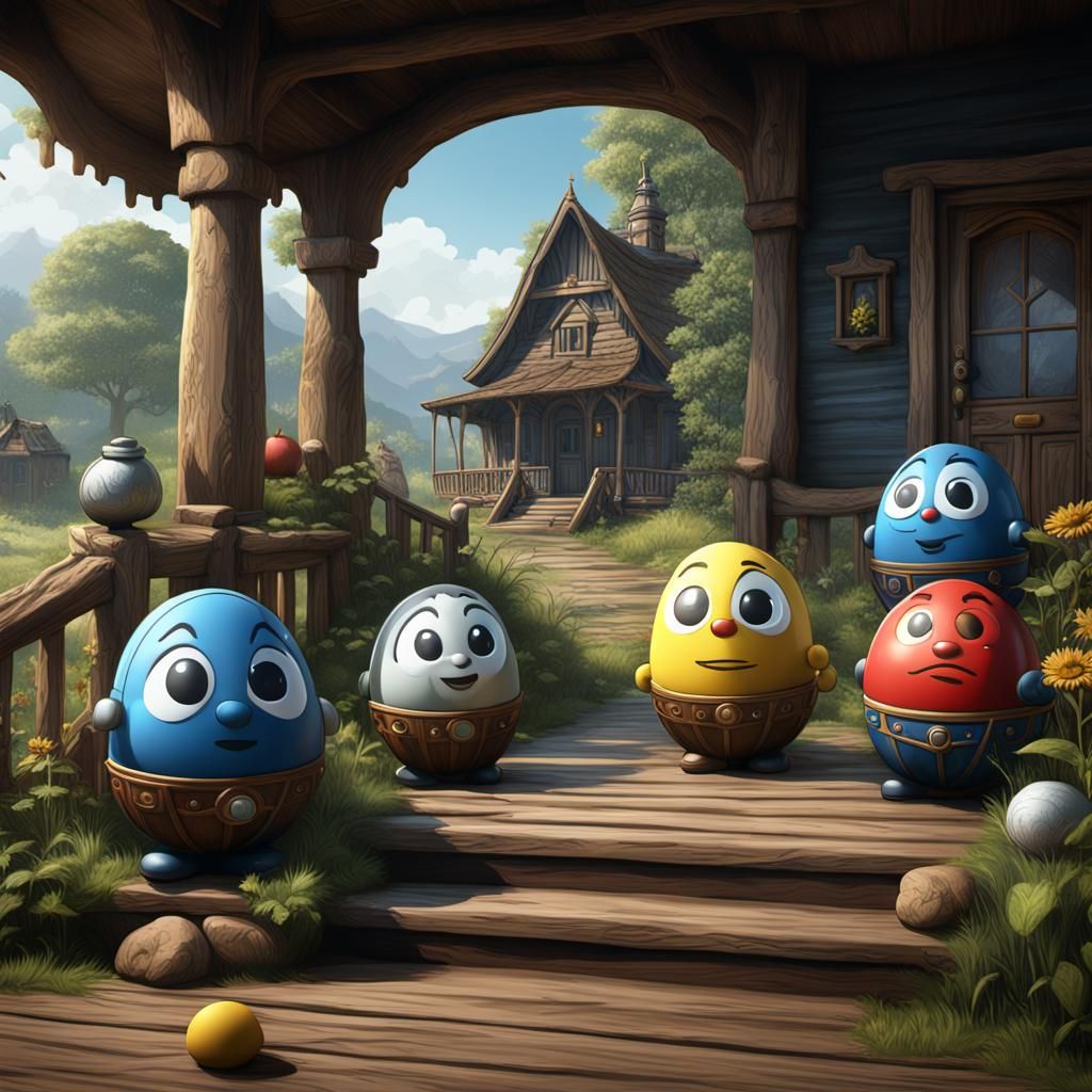 Weebles on porch