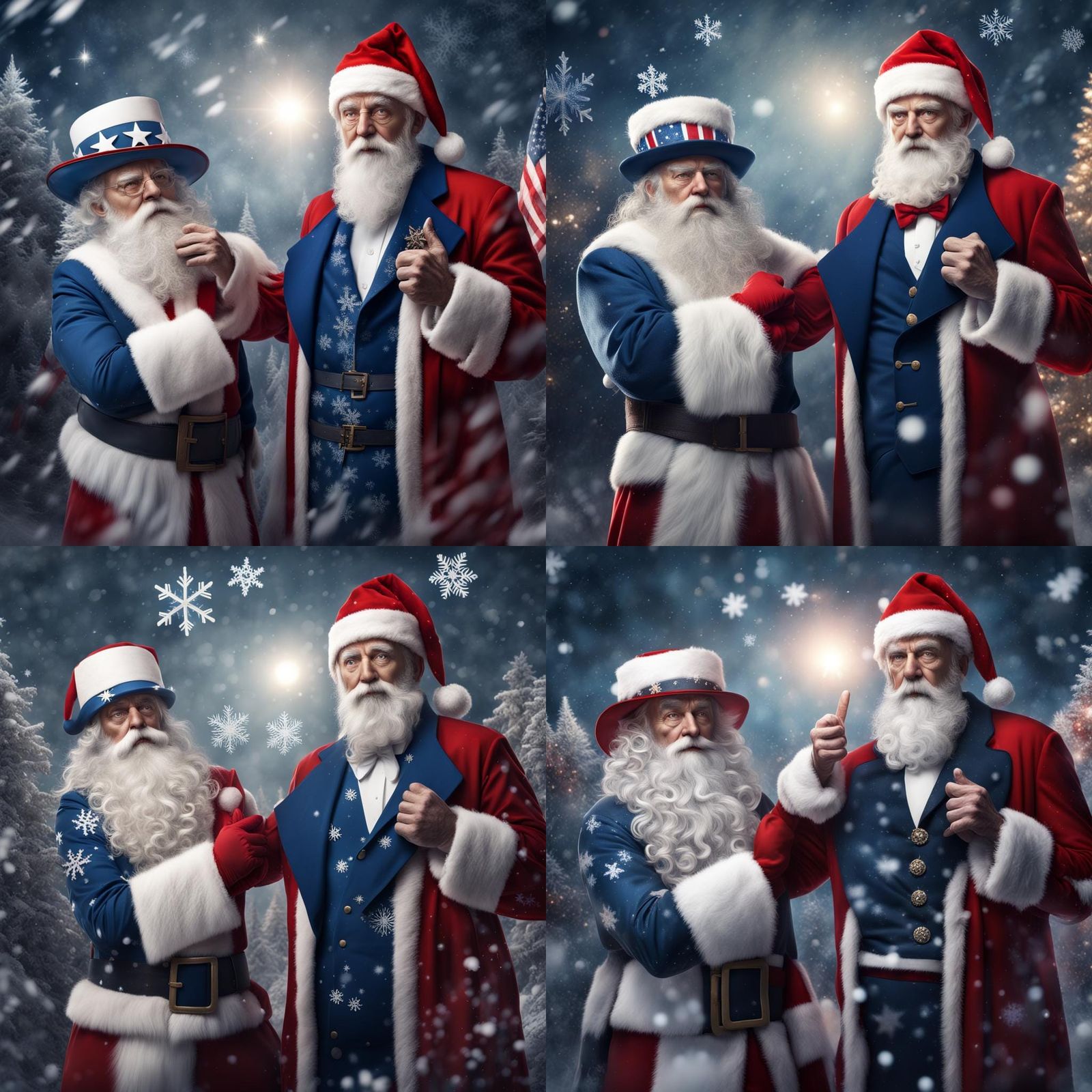 Patriotic Santa Claus and Uncle Sam Fusion