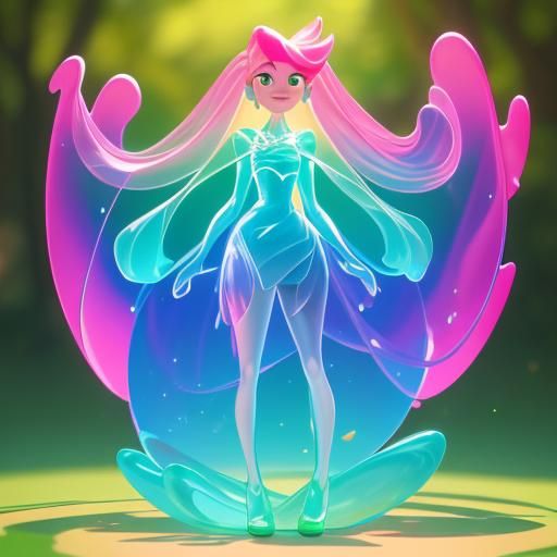 Two Smiling Translucent Apples in Vibrant Digital Art