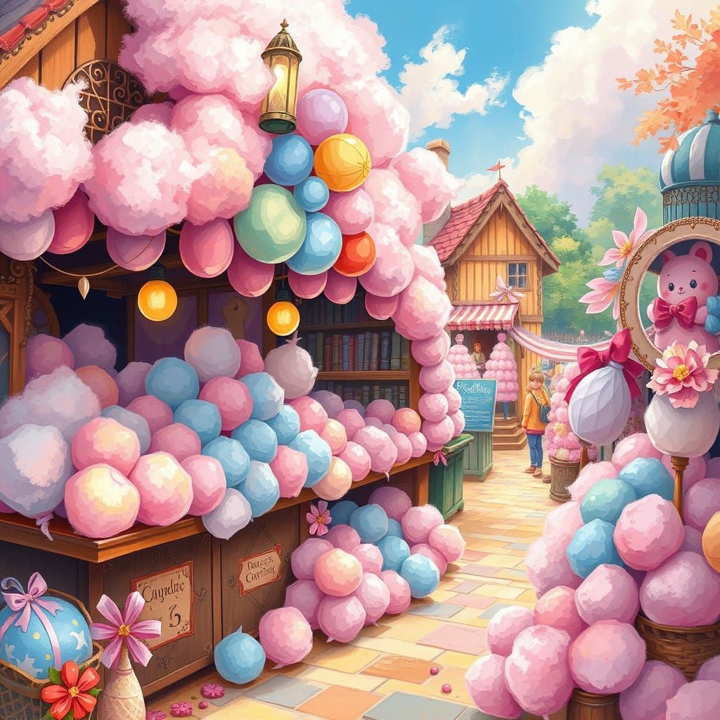 cotton candy at a village fair