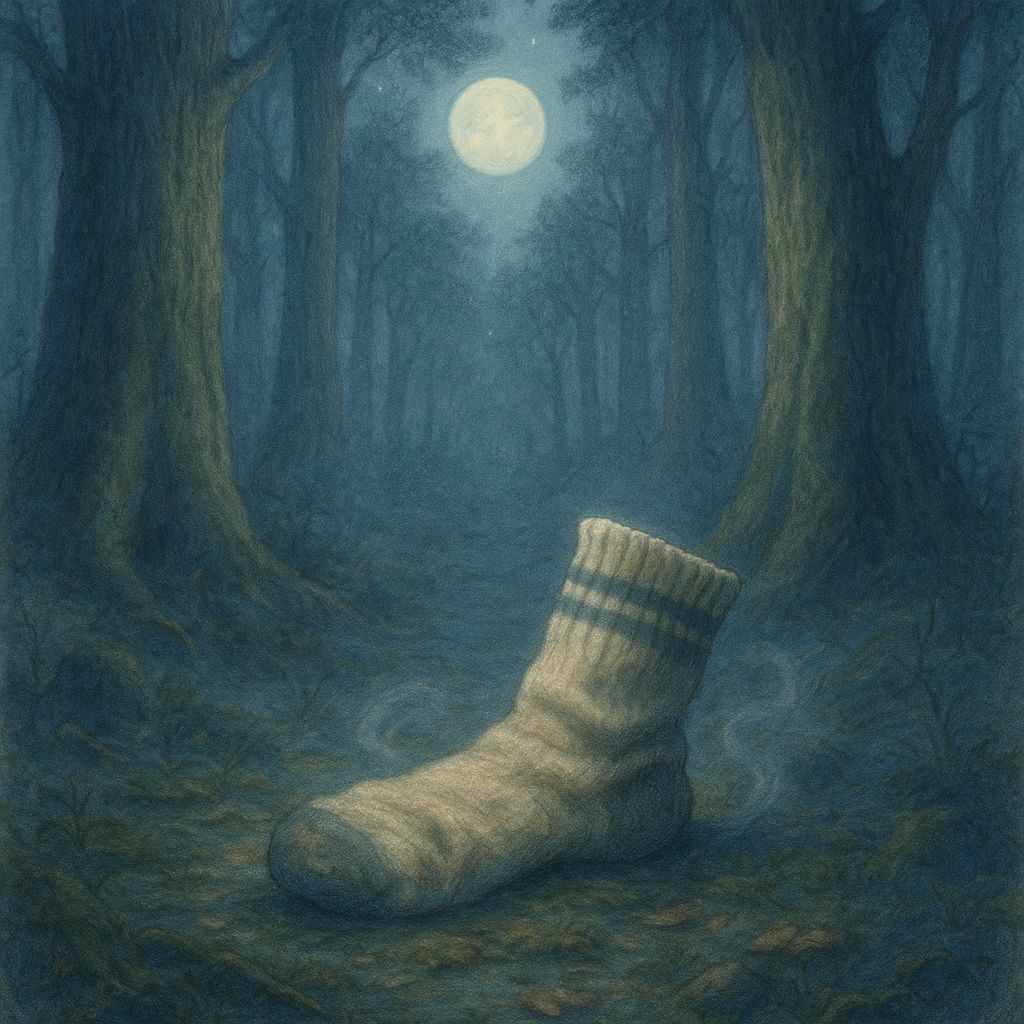 Lone Sock Lost in Whimsical Forest