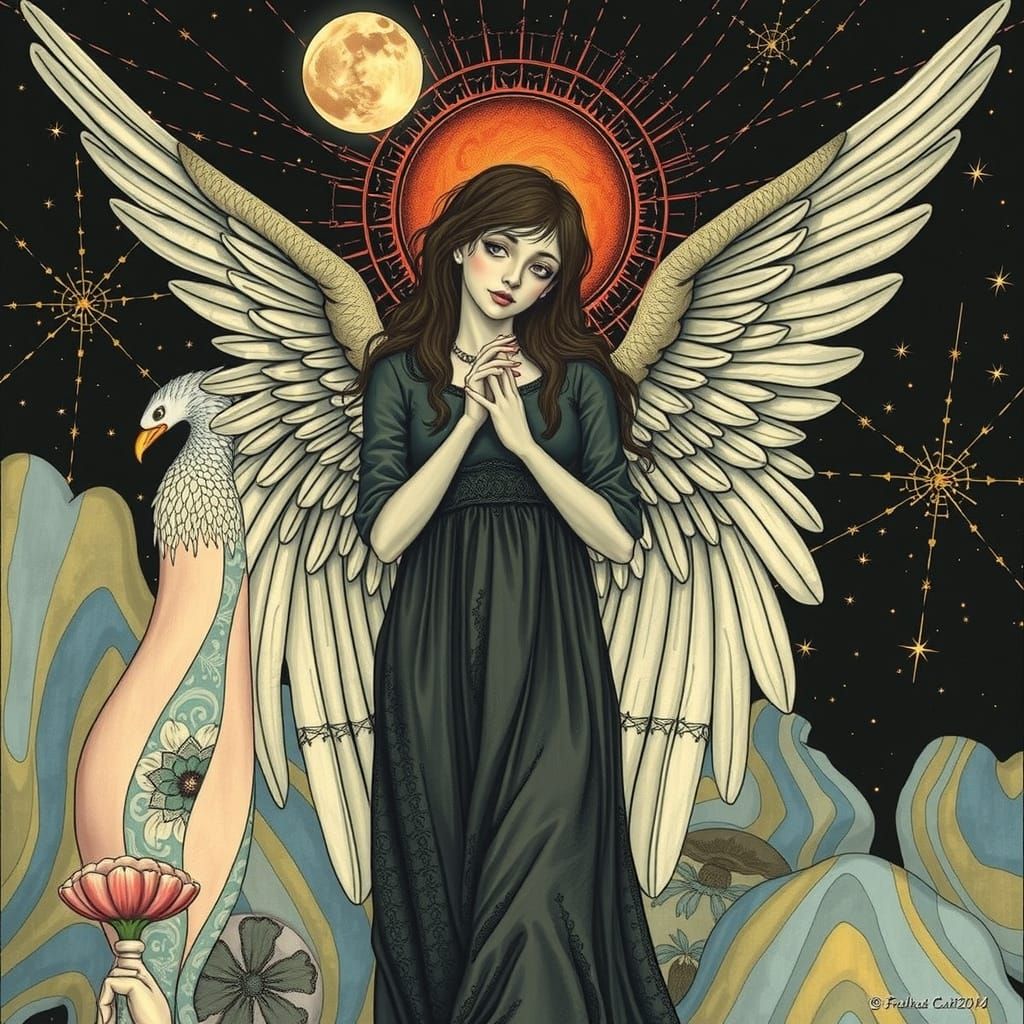 Psychedelic Angel of Redemption in Gothic Style